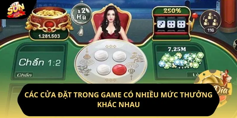 Các cửa đặt trong game có nhiều mức thưởng khác nhau