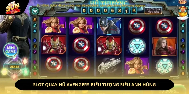 Nổ hũ Avengers với biểu tượng siêu anh hùng quen thuộc và phần thưởng lớn